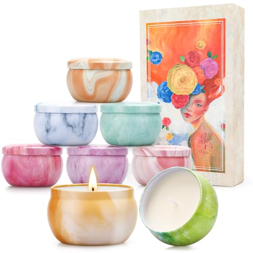 Candles, Scented Candles Gift Set for Women, 8 Pack Fruity Floral Soy Wax Aromatherapy Candles, Travel Tin Candles in Artist Gift Box, Birthday Gifts for Mom, Wife, Sister, Friend, Housewarming - size: Classic 8-Candle Set