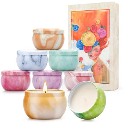 Candles, Scented Candles Gift Set for Women, 8 Pack Fruity Floral Soy Wax Aromatherapy Candles, Travel Tin Candles in Artist Gift Box, Birthday Gifts for Mom, Wife, Sister, Friend, Housewarming - size: Classic 8-Candle Set