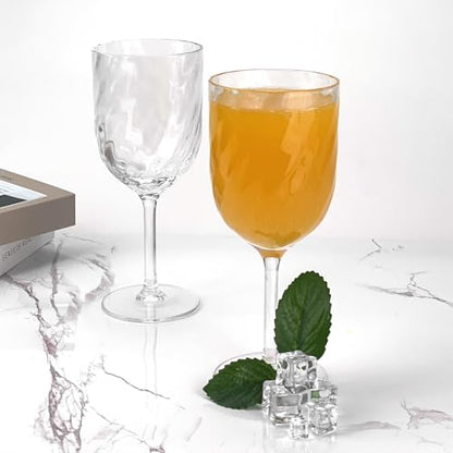 Yalin Set of 6 Unbreakable 12 oz Acrylic Plastic Wine and Water Tumbler Stackable Goblets. (Clear, 15 oz) - color: Clear, size: 15 oz