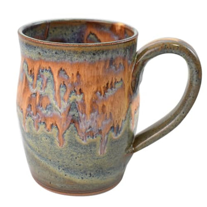 American Handmade Stoneware Pottery 20-oz Barrel Shape Mug, Honey Meadow Collection