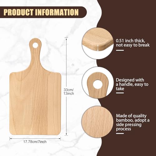 Lounsweer 6 Pcs Wood Cutting Boards Bulk, 13 Inch for Chopping Serving | Thicken Boards with Handle for Cutting Charcuterie Serving, Laser Engraving Material, Wedding Housewarming Gift - size: 13 x 7 inches