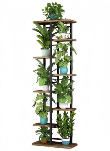 LINZINAR Plant Stand Indoor 8 Tier Metal Corner Tall Flower Shelf | Plant Rack for Multiple Plants, Tiered Flower Plant Holder for Patio, Garden, Balcony, Living Room, Bedroom Black - color: Black, size: 8 Tier