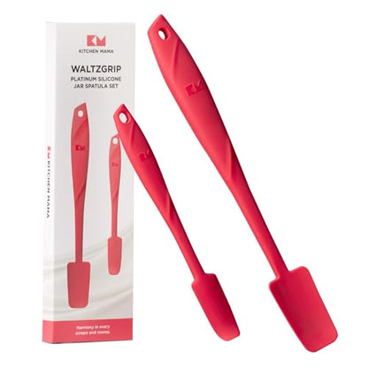 Kitchen Mama WaltzGrip Platinum Silicone Jar and Can Spatula Set, Red | Heat-Resistant, Dishwasher Safe, Ergonomic Grip, Perfect for Mixing and Scraping, Nonstick Cookware - color: Red