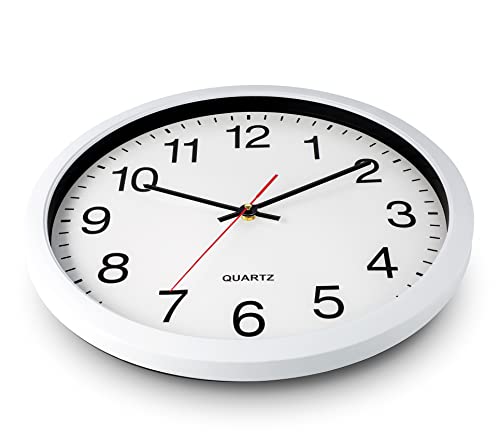 Bernhard Products White Wall Clocks, 2 Pack Silent Non Ticking - 16 Inch Extra Large Quality Quartz Battery Operated Round Easy to Read Home/Office/Business/Kitchen/Classroom/School Clock, Black Hands - color: White, size: 16 Inch - 2 Clocks