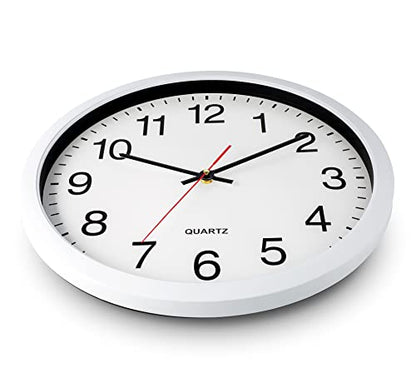 Bernhard Products White Wall Clocks, 2 Pack Silent Non Ticking - 16 Inch Extra Large Quality Quartz Battery Operated Round Easy to Read Home/Office/Business/Kitchen/Classroom/School Clock, Black Hands - color: White, size: 16 Inch - 2 Clocks