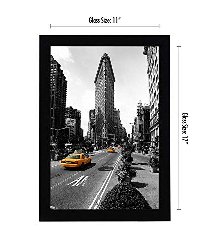 Americanflat 11x17 Picture Frame with Shatter-Resistant Glass - Set of 2 - Signature Collection - Gallery-Style Frames Made of Engineered Wood - Picture Frames for Wall Display - Black | Shatter-resistant glass, hangs vertical or horizontal, sawtooth hang