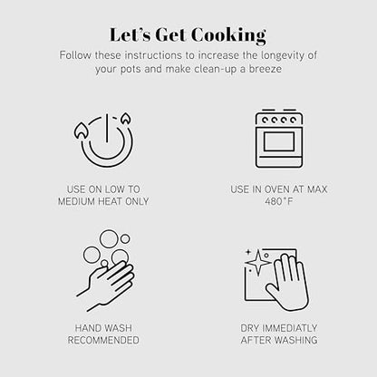 Country Kitchen Cookware Set with Removable Handle, Oven & RV Safe Pots and Pans Set, Black, Deluxe Larger Set - color: Black, size: Larger