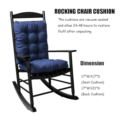 Rocking Chair Cushion, Set of Seat & Back Cushion with Ties for Indoor Rocker (Navy Blue) - color: Navy Blue