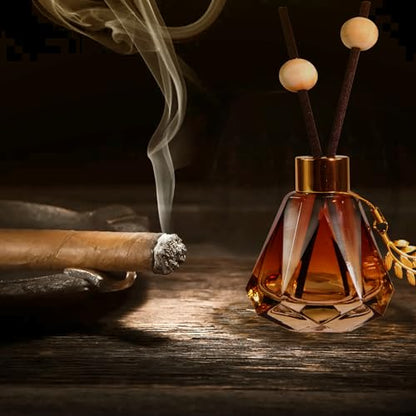 Meinvcisi 4 Empty Fragrance Glass Diffuser Bottles, Refillable Diffuser Bottles with 20pcs Reeds Sticks &12 Wood Balls&4 Metal Leaves, Reed Diffuser Set, Diamond Style,60ML, Gradient Brown.