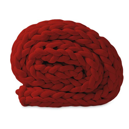 Chunky Knit Blanket (50 x 60 Inches) Warm Soft Cozy for Lounge Sofa & Bedroom, Handmade Knitted Yarn Throw Blanket (Red, 1) - color: Red
