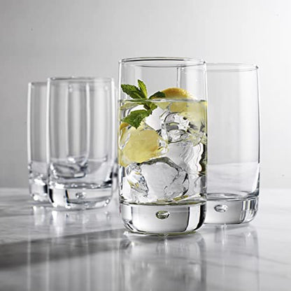 Set of 4 Highball Glasses 16 Oz Collins Cocktail Drinking Glass Cups, Bubble Base Glassware for Water, Juice, Cocktails, Beer Pint Glasses, Modern Basic Tumblers. - style: Straight