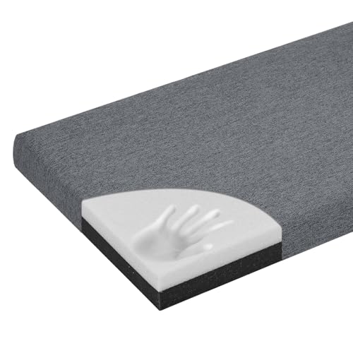 baibu 36 Inch Bench Cushion, Dual-Layer Design Memory Foam Indoor Bench Cushion, Non-Slip Standard Size Rectangle Seat Pad with Ties, 36x15x2Inch, Dark Grey - color: Dark Grey, size: 36x15x2 Inch (Pack of 1)