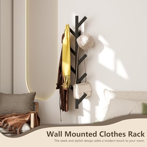 Prywot 2PK Vertical Hat Rack, Metal Coat Rack Wall Mounted, Black, 37.8" | 9 Hooks, Space-saving wall-mounted design, for Hats, Jackets, Coats, and Bags - Suitable for Entryways and Bedrooms - color: Black(2 Pack)
