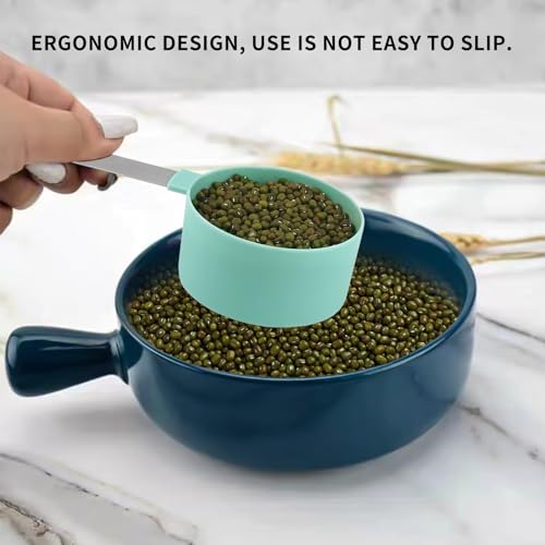 8 PCS Tainless Steel Measuring Cups and Spoons Set, Nesting Measuring Cup and Spoon Set for Precise Cooking Measurements in the Kitchen, Green - color: Green