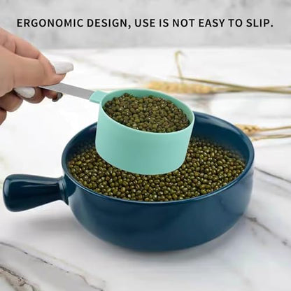 8 PCS Tainless Steel Measuring Cups and Spoons Set, Nesting Measuring Cup and Spoon Set for Precise Cooking Measurements in the Kitchen, Green - color: Green