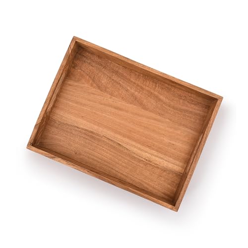|Wooden Rectangular Serving Tray, Wood Plate, Tea/Drink Platter, Dinner Serving Tray, Snack Tray |Size_16" x 12" x 2” |Home Restaurants Coffee, Food, Breakfast, Dinner Décor