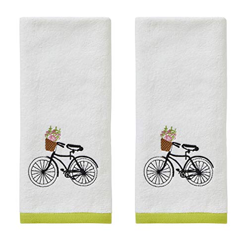 SKL Home by Saturday Knight Ltd. Flower Basket Bike Hand Towel (2-Pack), Wht - color: Flower Basket Bike