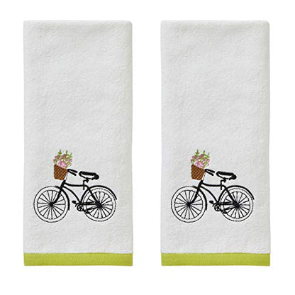 SKL Home by Saturday Knight Ltd. Flower Basket Bike Hand Towel (2-Pack), Wht - color: Flower Basket Bike