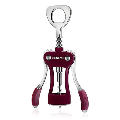 Beneno Wine Opener, Premium Wing Corkscrew Wine Bottle Opener, Purple | Durable Solid Zinc Alloy Body, Precise Sharp-Edged Screw, Ergonomic Non-Slip Grip Wing Handle, Multifunctional Bottle Openers - color: Purple