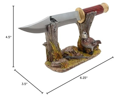 Ebros Rustic Open Country Quail Hen Bird Display Holder Statue With Decorative Shotgun Shell Casing Handle Blunt Blade Dagger Knife Figurine Set Centerpiece Decor Letter Opener Quails Farmhouse Accent