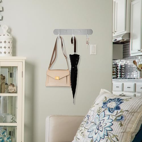 Coat Hook Rack Brushed Nickel - Sagmoc 8-Inch Coat&Towel Hook Rail Wall Mounted with 3 Hooks, Durable Wall Hangers for Bedroom, Bathroom, Foyer, Hallway (SUS304 Stainless Steel) - size: 3 Hooks