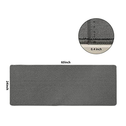 COSY HOMEER 24X60 Inch Kitchen Rug Mats Made of 100% Polypropylene Strip TPR Backing Soft Kitchen Mat Specialized in Anti Slippery and Machine Washable,for Kitchen, Floor Home,Office,Sink,Laundry,Grey - size: 24"×60"