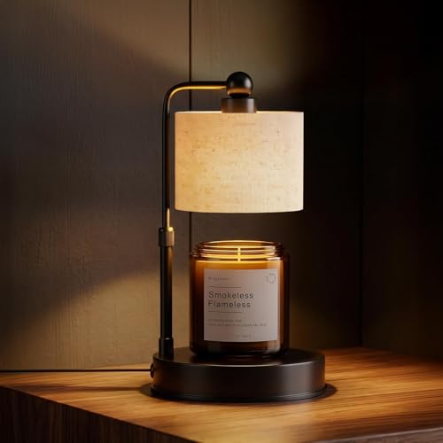 Candle Warmer Lamp with Timer, Best House Warming Gift, Height Adjustable & Dimmable Electric Candle Warmer Lamp, Includes 2 Bulbs, Birthday Gift for Women, Mom, Housewarming - Flaxen - color: Flaxen
