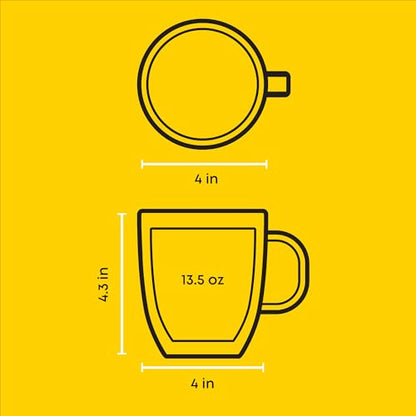 JoyJolt Savor Double Wall Insulated Glasses - Coffee Mugs (Set of 2) - 13.5-Ounces - style: Coffee Cups
