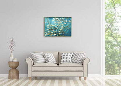 Wieco Art Framed Wall Art Almond Blossom Floral Giclee Canvas Prints of Van Gogh Famous Oil Paintings Reproduction Flowers Pictures on Canvas Wall Art for Bedroom Home Decorations - size: 28"L x 20"W