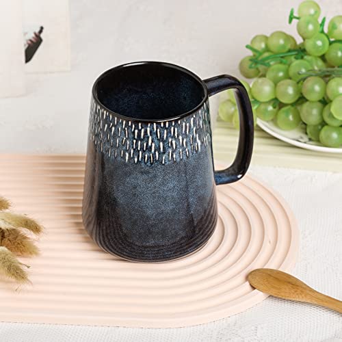 Large Ceramics Coffee Mugs,24 OZ,Large Handle Design,Extra Large Tea and Coffee Cup for Office and Home，Microwave And Dishwasher Safe(Color:24 oz star blue) - color: 24 oz star blue