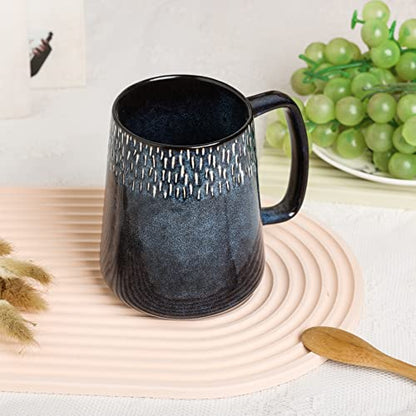 Large Ceramics Coffee Mugs,24 OZ,Large Handle Design,Extra Large Tea and Coffee Cup for Office and Home，Microwave And Dishwasher Safe(Color:24 oz star blue) - color: 24 oz star blue