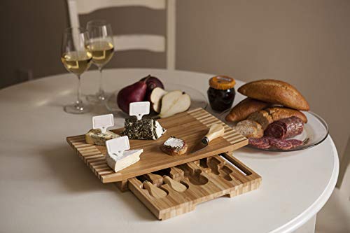 TOSCANA - a Picnic Time brand Concavo Cheese Board and Knife Set, Charcuterie Board Set, Wood Cutting Board, (Bamboo)