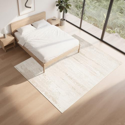 8x10 Neutral Washable Area Rugs for Living Room,Bedroom,Dining Room- Beige | Ultra Soft Low Pile Faux Wool,Non-Slip & Non-Shedding,Fade Resistant,Large Modern Abstract Carpet for Nursery Home Office - color: Light Brown-light Yellow-beige Brown-white, siz
