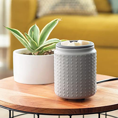 CANDLE WARMERS ETC. Wax Melt Fragrance Warmer for Scented Wax Melts, Cubes, Tarts with Silicone Dish Top|Gray Hobnail Dot Ceramic - style: Gray Hobnail