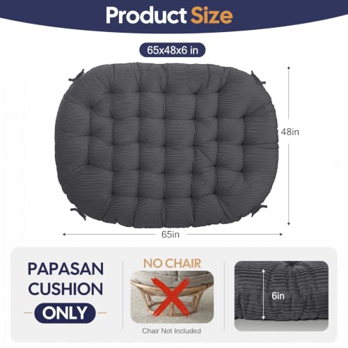Papasan Chair Cushion Dark Gray - color: Grey, size: 65x48 Inch