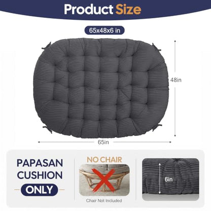 Papasan Chair Cushion Dark Gray - color: Grey, size: 65x48 Inch