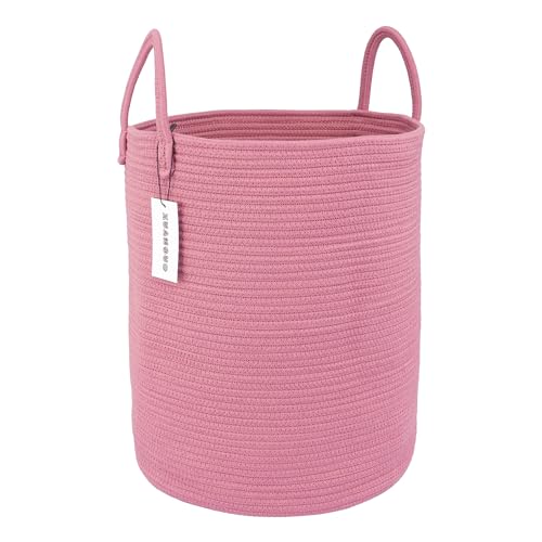 XUANGUO Cotton Rope Laundry Basket Hamper for Clothes, grape purple | Woven Storage Basket for Living Room Bedroom Boho Tall Rope Baskets for Blanket Toys Pillow Towels Baby Nursery Hamper Bin - color: grape purple, size: Regular
