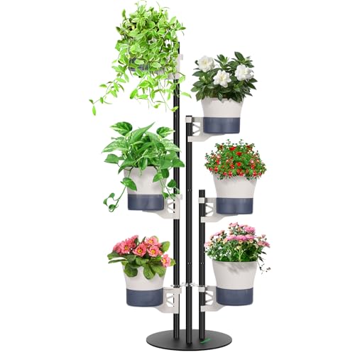 VIVOSUN Metal Plant Stand, 6-Tier Vertical Planter Tower with Self-Watering | Modular Shelf for Indoor & Outdoor Use - size: 6-Tier-White