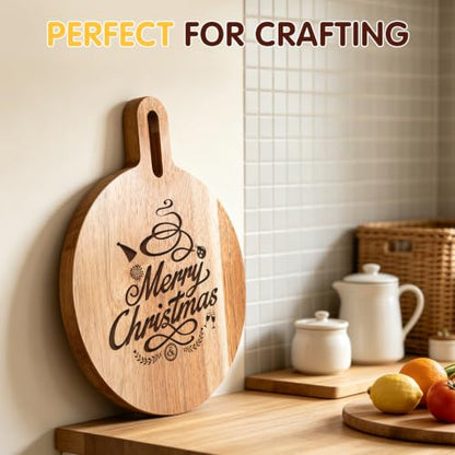 Mini Acacia Wood Round Cutting Board with Handle, Wooden Kitchen Prep Board, Small Chopping Board for Fruit Vegetables Meat Bread Multipurpose Pizza Cheese Serving Tray for Restaurant & Party
