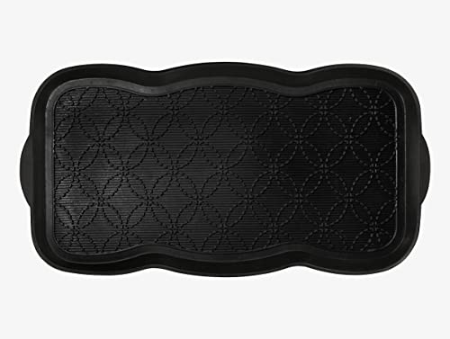 A1HC Boot Tray-Water Resistant Rubber Utility Shoe Mat 16"x31" for Indoor and Outdoor Use in All Seasons Multi-Purpose Boot Tray Mat for Entryways - style: Geometric Black