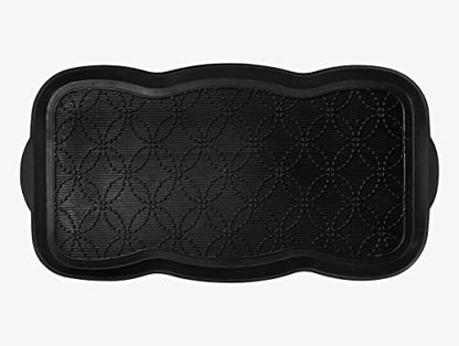 A1HC Boot Tray-Water Resistant Rubber Utility Shoe Mat 16"x31" for Indoor and Outdoor Use in All Seasons Multi-Purpose Boot Tray Mat for Entryways - style: Geometric Black