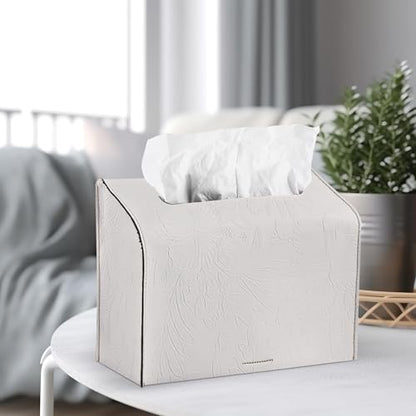 Leather Cover for Disposable Paper Hand Towel Box, Compatible with Kleenex Paper Hand Towel(1-Carved White) - color: 1-carved White
