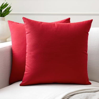 Encasa XO Throw Pillow Covers, Cotton, No Inserts 12"x12" Deep Red | Durable Cotton Canvas | Concealed Invisible Zipper | Ideal for DIY & Embroidery | Living Room & Couch | Set of 2 - color: Deep Red, size: 12" x 12" (Pack of 2)