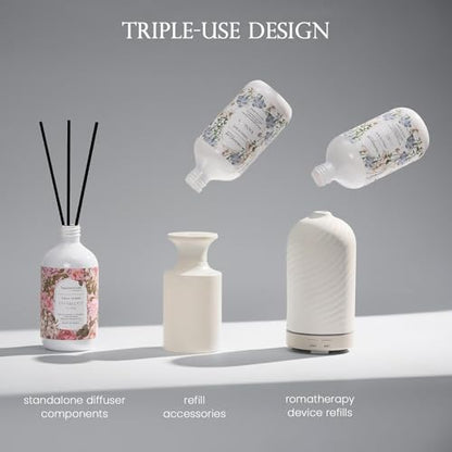 M&SENSE Reed Diffuser Set, Jasmine Garland, 17oz Natural Essential Oil | Non-Toxic Organic, Long-Lasting Fragrance, Ideal for Bathroom, Bedroom, Gifts for Women - color: Jasmine Garland