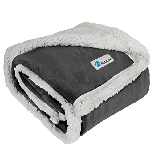PetAmi Dog Blanket Small Medium Pet Cat Puppy Kitten, 40x29 Mini, Dark Gray | 460 GSM, Soft Sherpa Fleece Throw, Reversible Plush Couch Cover Protector Crate Carrier Sofa Bed Car Seat, Machine Washable - color: Charcoal, size: Medium - 29 X 40 Inches