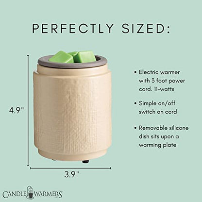 CANDLE WARMERS ETC. Wax Melt Fragrance Warmer for Scented Wax Melts, Cubes, Tarts with Silicone Dish Top|Natural Linen Cream Ceramic - style: Natural Linen