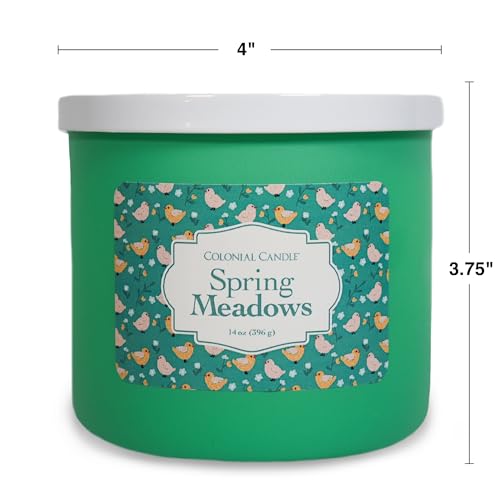 Colonial Candle Spring Meadows Scented Jar Candle, Easter Collection, 3 Wick, 14 oz - Up to 60 Hours Burn, Easter Candle, Made in the USA - color: Spring Meadows