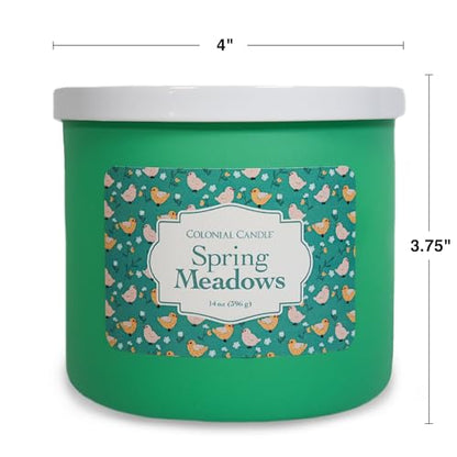 Colonial Candle Spring Meadows Scented Jar Candle, Easter Collection, 3 Wick, 14 oz - Up to 60 Hours Burn, Easter Candle, Made in the USA - color: Spring Meadows