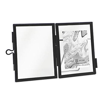 Isaac Jacobs 2x3 Black Vertical Metal Floating Photo Frame, Locket Closure | Modern Style Brass and Glass, Metal Floating Desk Photo Frame (Vertical), with Locket Closure, Art, Mementos & Keepsakes - size: 2x3