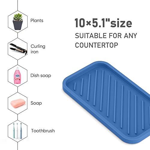 Silicone Sponge Holder-Large Thick Durable 10" Sink Organizer Tray-Kitchen | Thick Durable Sponge Caddy, Large Sink Tray, Dish Soap & Scouring Pad Holder, Countertop Drip Tray, Easy Clean, Rust-Proof - color: E-bu, size: 10x5.1inch